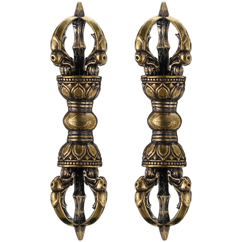 

2pcs Mini Vajra Pestle Ornament Small Brass Desktop Decor Religious Craft For Home Office Decorative Statue Brass Decor