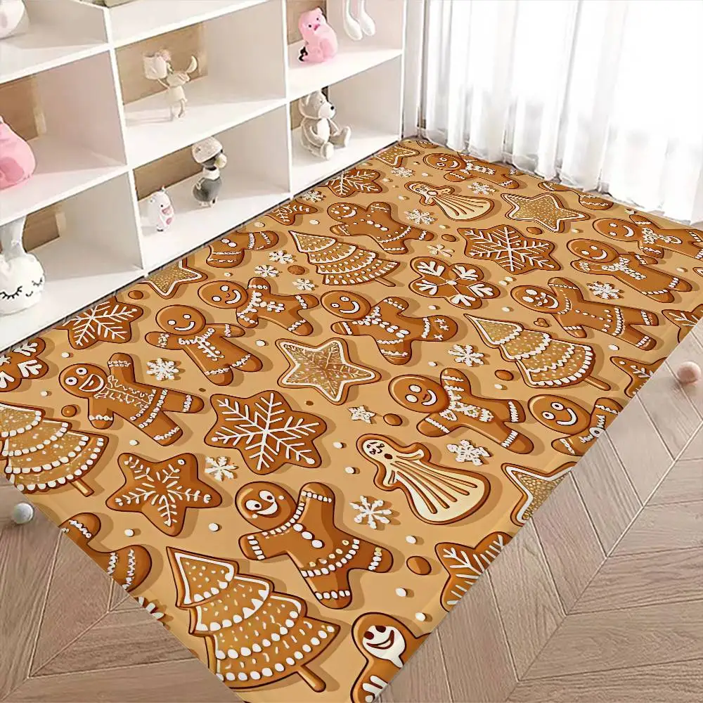Christmas Gingerbread Floor Mat Retro Multiple Choice Living Room Kitchen Rug Non-Slip Modern Home Decor