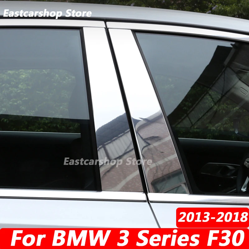 

For BMW 3 Series F30 2013-2018 Car Stainless Steel Middle Central Column PC Window Trim B C Pillar Chrome Sticker Accessories