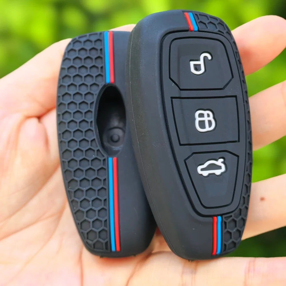 

Силиконовый чехол для автомобильного ключа с 3 кнопками для Ford C-Max, Mondeo, Kuga, Fiesta Titanium, Ford Focus 3, 4 ST, MK3, MK4, чехол-футляр для ключа-брелока