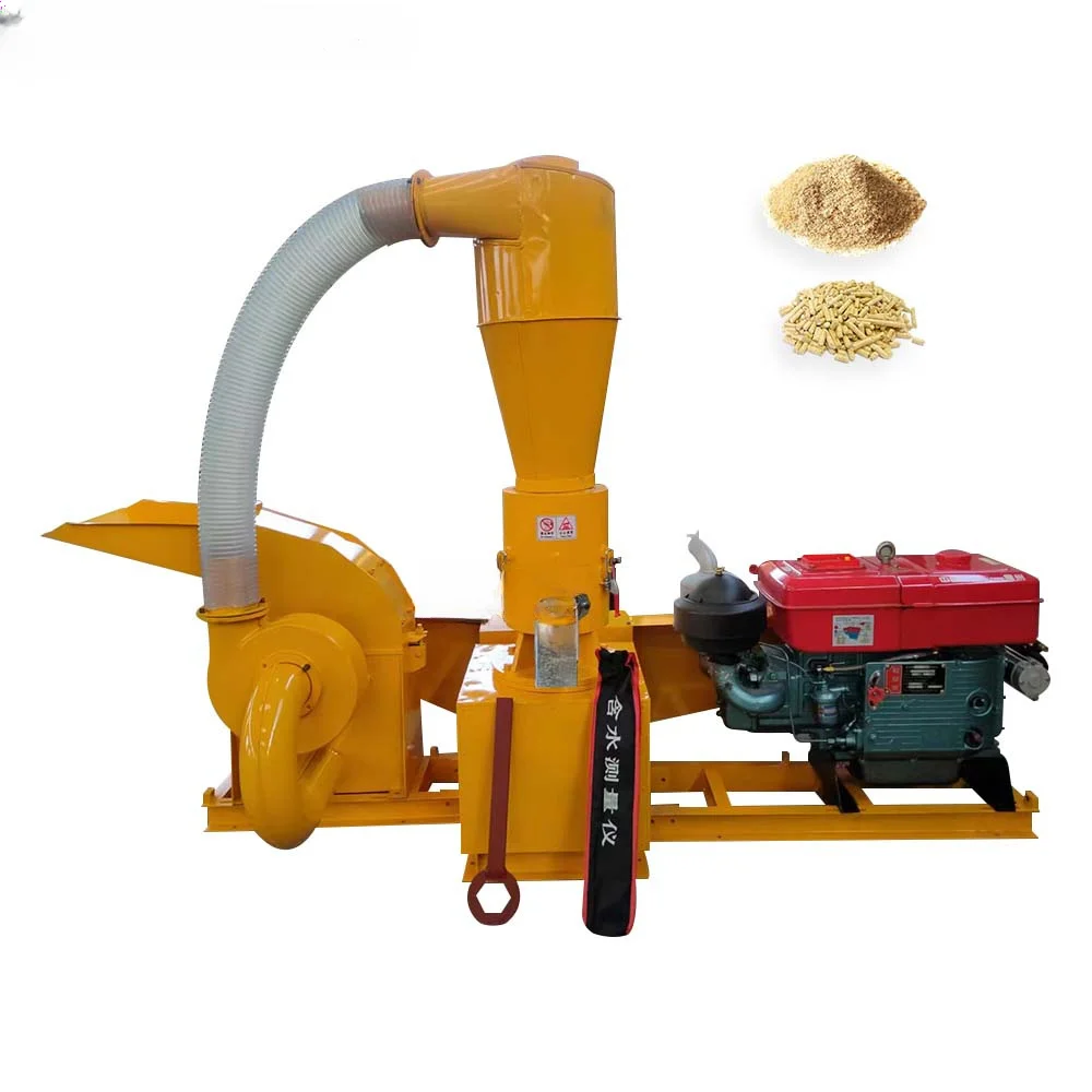 Diesel Combined Type Of Hammer Mill With Pellet Machine Wood Pellet Press Making Machine Crusher Two In One