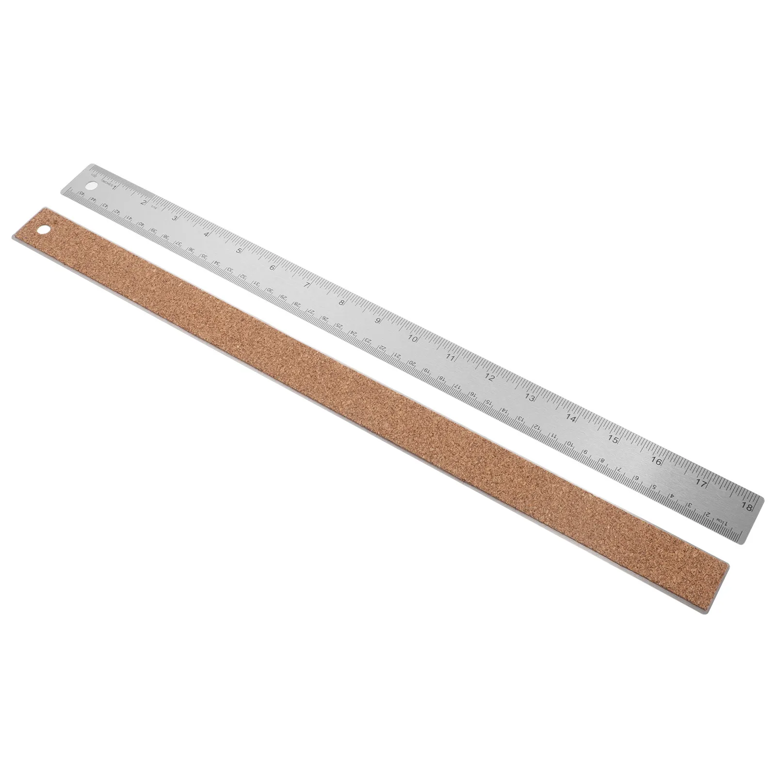 2pcs-metal-ruler-with-cork-back-stainless-steel-straight-edge-non-slip-18-inch-dual-scale-inch-centimeters-architecture