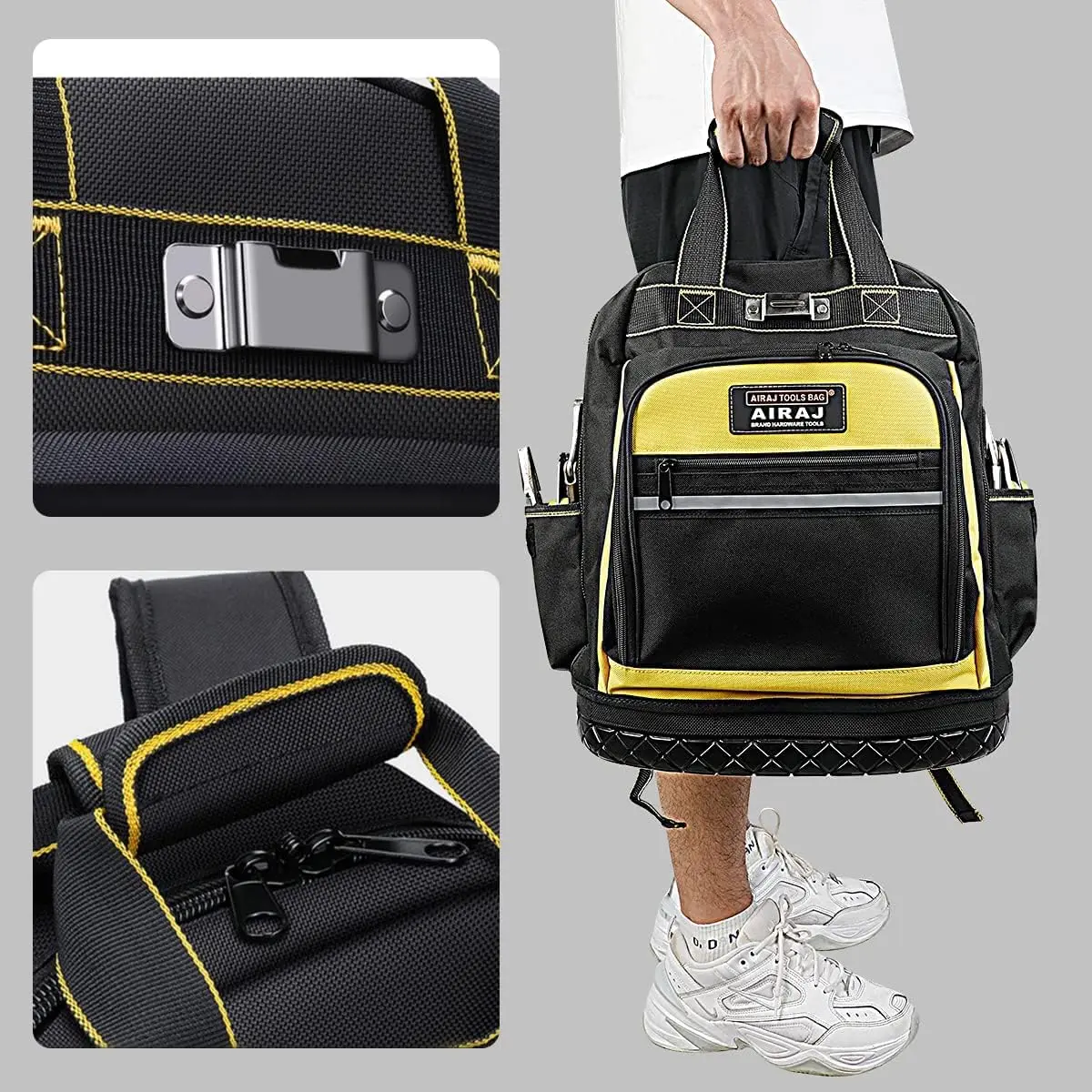 Werkzeug rucksack, Hochleistungs-Werkzeug rucksack tasche mit wasserdichter geformter Basis, Industrie-und Bau rucksack