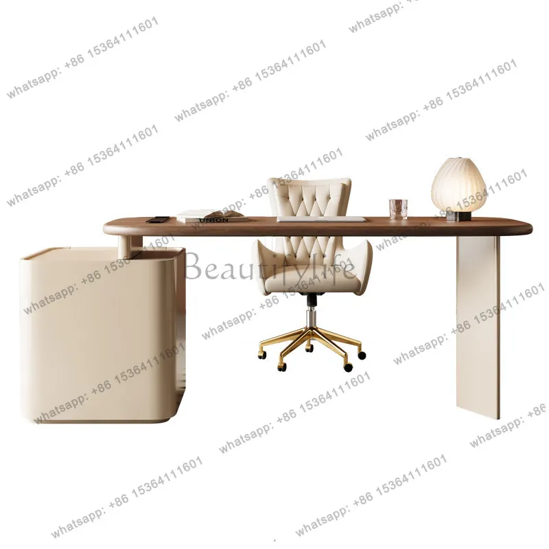 French desk creamy light luxury solid wood minimalist writing desk boss table