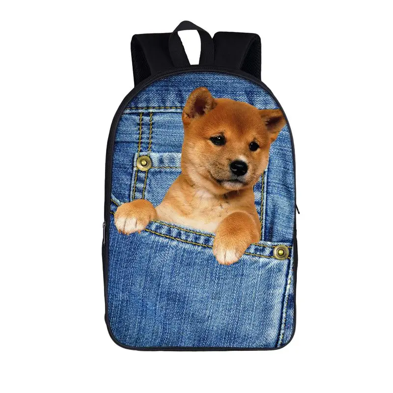 Cute Pet Dog Backpack com bolso, mochila escolar, mochila de cachorro, grande capacidade, saco de armazenamento, mochilas para menino e menina, mochila de viagem