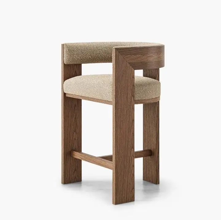 2026 Luxury Dining Room Bar Furniture Wooden Bar Chairs Modern Luxury High Chairs