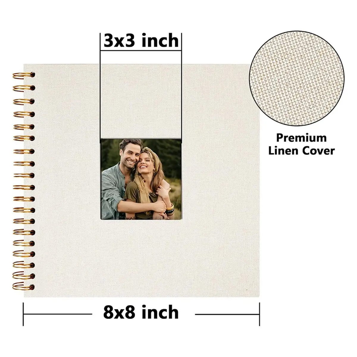 8x8 Inch Scrapbook Hardcover White Pages Scrapbook Photo Album Linen Cover Scrap Book Photo for Couple Family Wedding