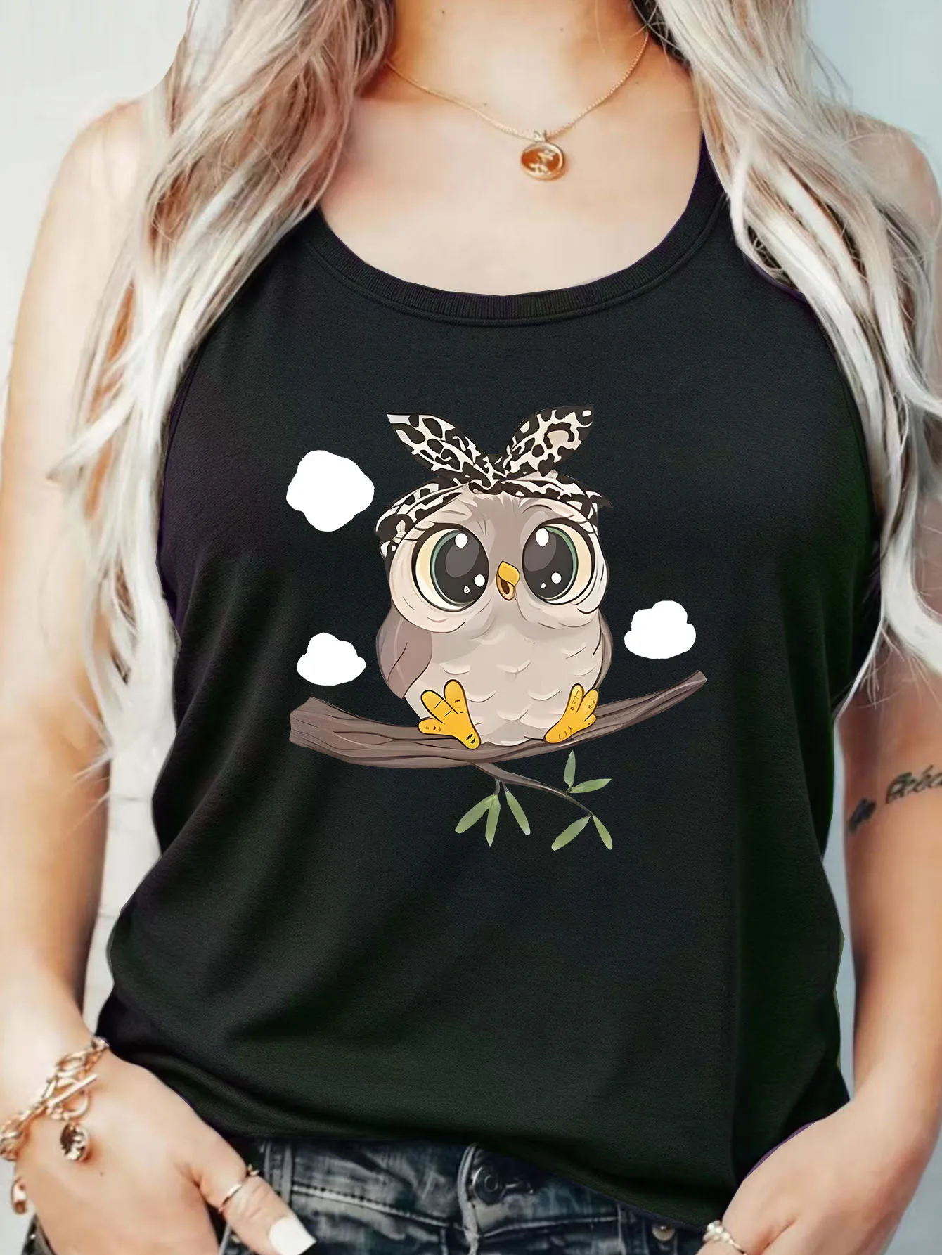 

Loose Fit Printed Pocket T-Shirt for Women with Ribbed Collar round Neck 1-8XL plus Size Comfortable Casual Vest