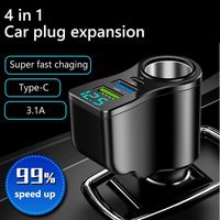 Convenient 4 in 1 Dual USB Car Charger 66W Fast Charger Vehicle Mounted Inverter Universal USB&Type-C Car Charger Adapter Travel