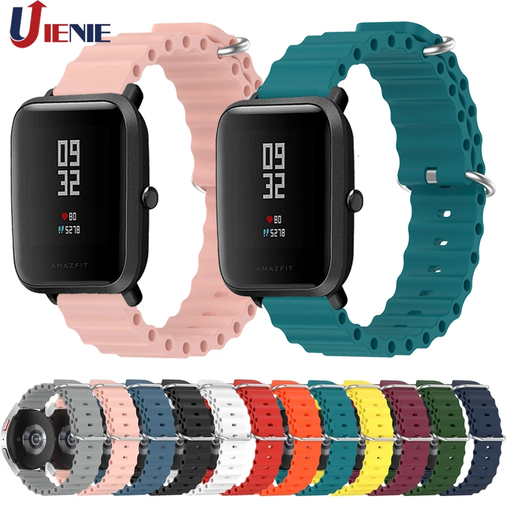 Huami Amazfit GTS 2 2e 3 4/ Gts 2 Mini/ Bip 3 Pro/ Bip U Pro 스트랩 팔찌, 20mm 실리콘 시계 밴드 스포츠 시계 밴드 correa