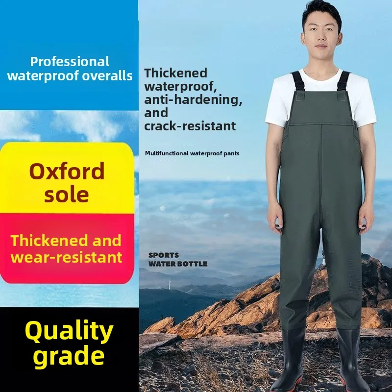 

Thickened Fishing Overalls Men's Full Body Waterproof Clothing with Rain Boots Fishing Gear Outdoor Camping Travel Supplies