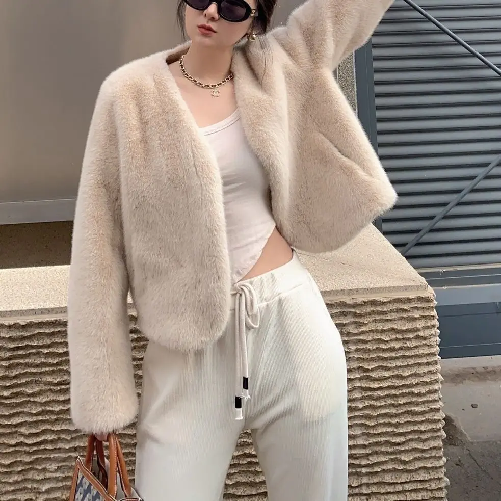 New Rabbit Fur Imitation Fur Coat Women\'s Mink Fur Coat Short and Versatile Internet Famous Plush Coat