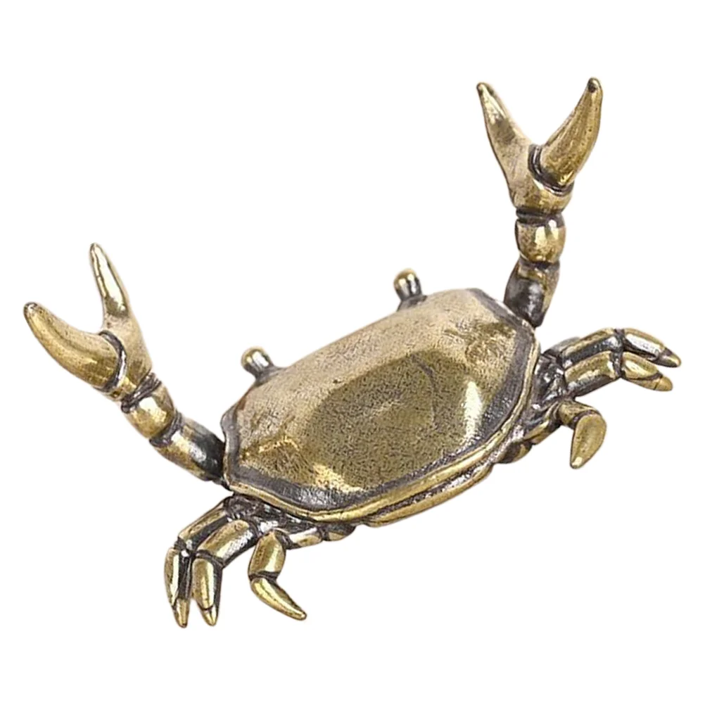 Retro Crab Ornament Animals Brass Decor Cute Pencil Holder Gold Tea Pet Sculptures Decorations