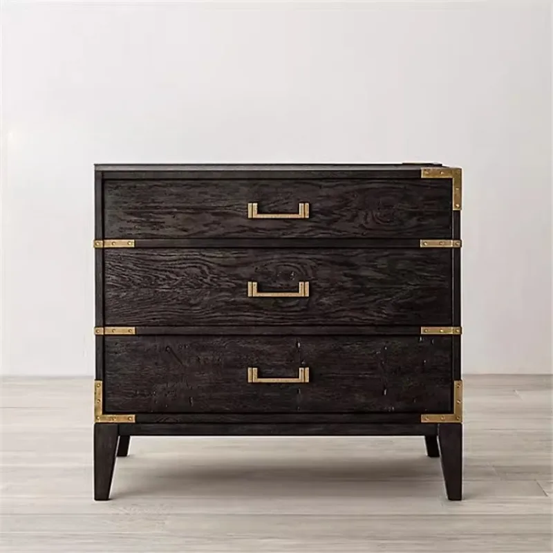 American country solid wood simple bedside table bedroom retro storage chest hotel villa