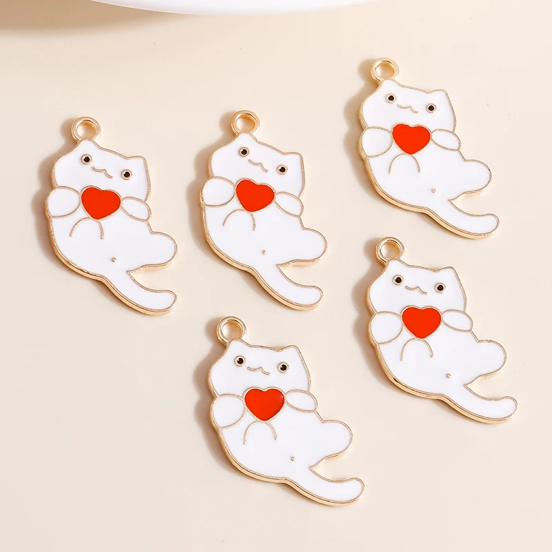 ليزلي-سحر القط المينا لطيف ، عقد الحب القلب ، صنع المجوهرات ديي ، أقراط متدلية ، اكسسوارات القلائد ، 10 * #5