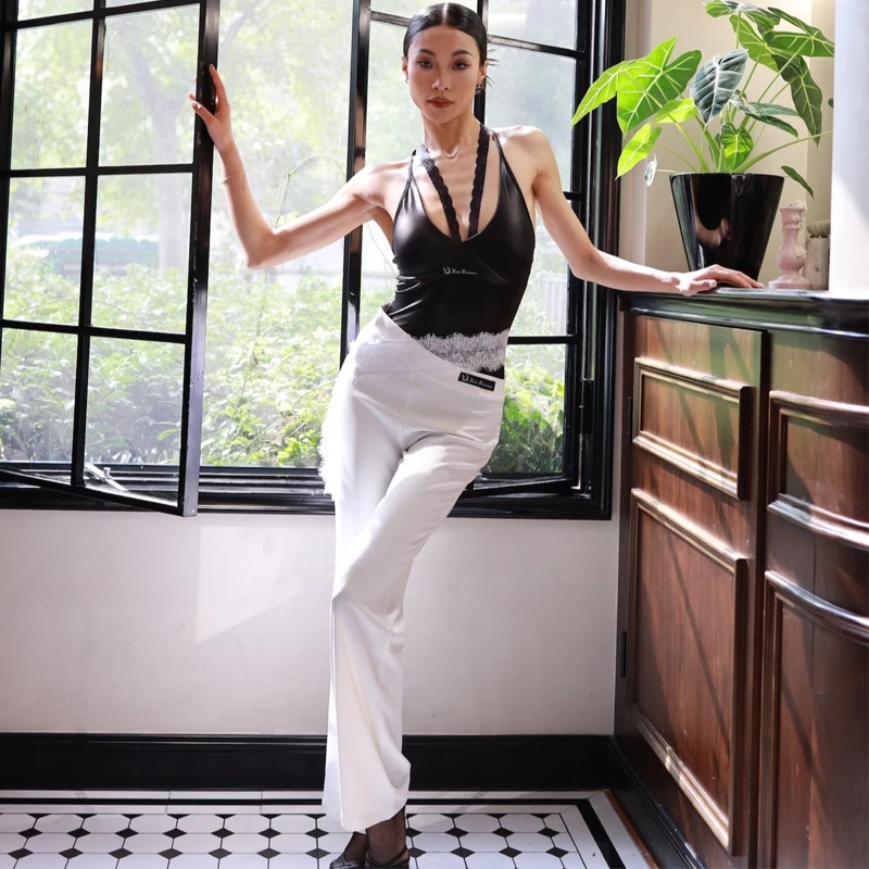 New Ballroom Dance Clothes Women Tango Modern Dancing Suits Sleeveless Latin Top Samba Pants Adults Performance Costume SL11371