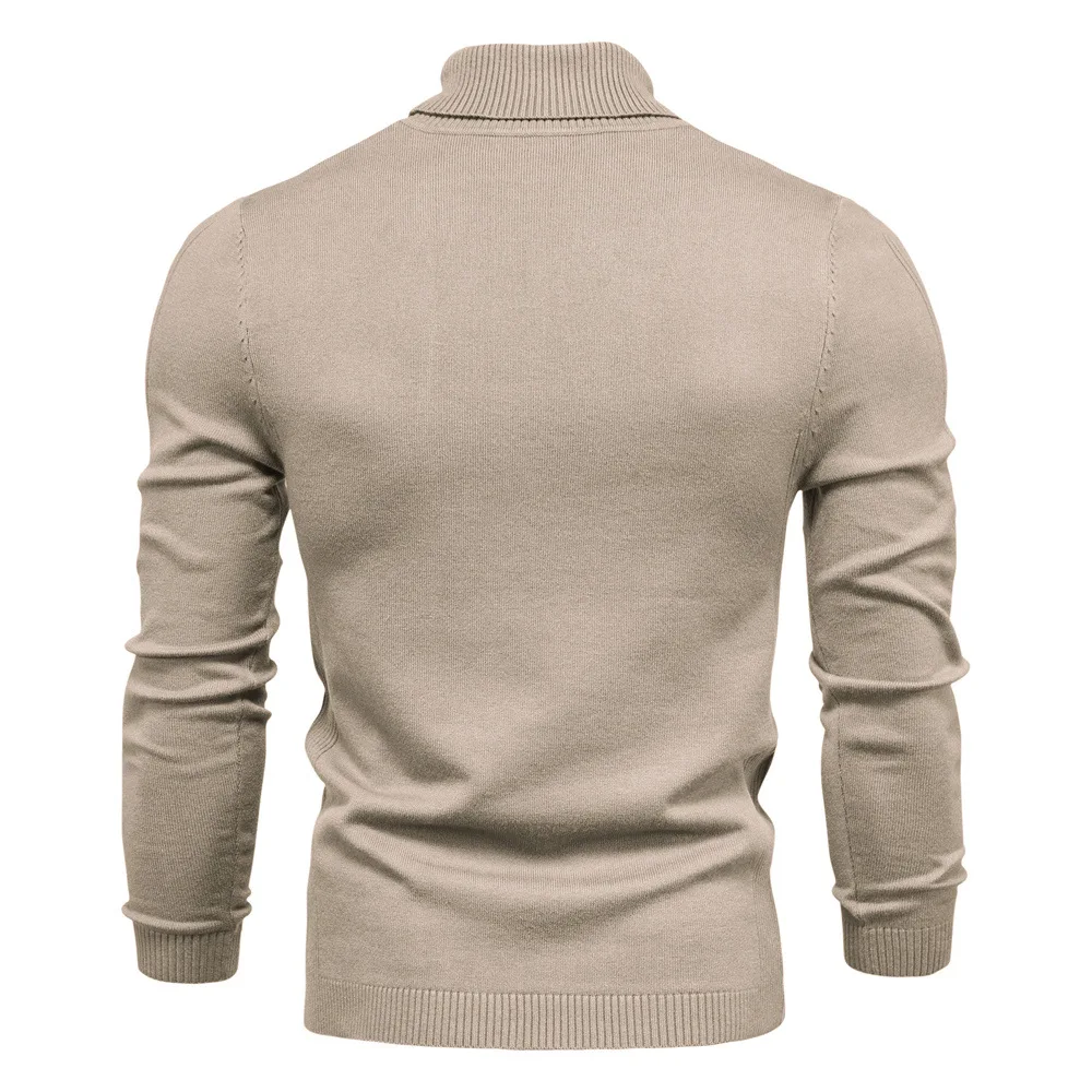 Sweater men Pullover 2026 casual New autumn winter quality solid-color high-neck casual knitted sweater men's clothing