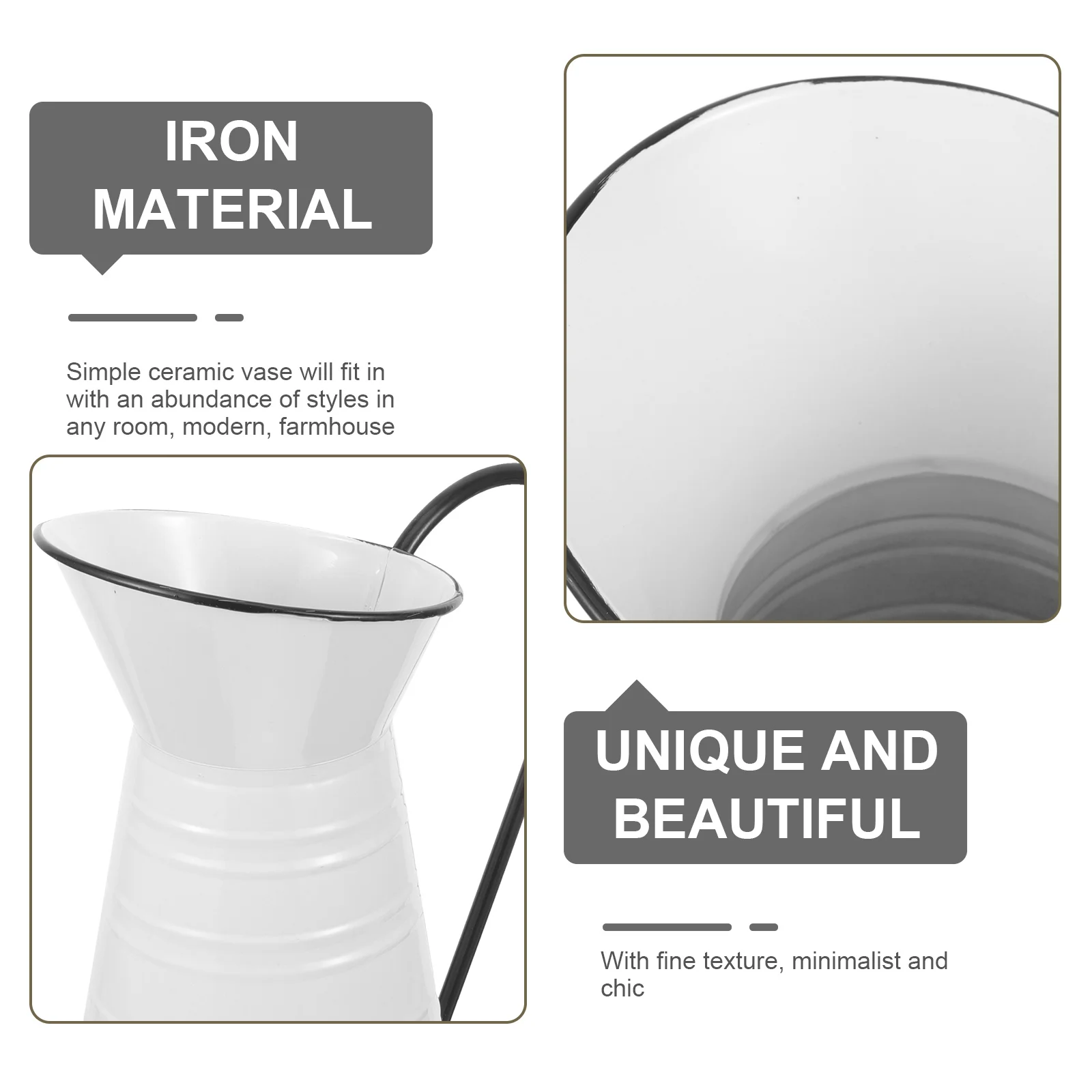 

Vintage Iron Flowerpot Rustic Metal Flower Vase Decorative Bucket Floral Arrangement Planter for Garden Home Office