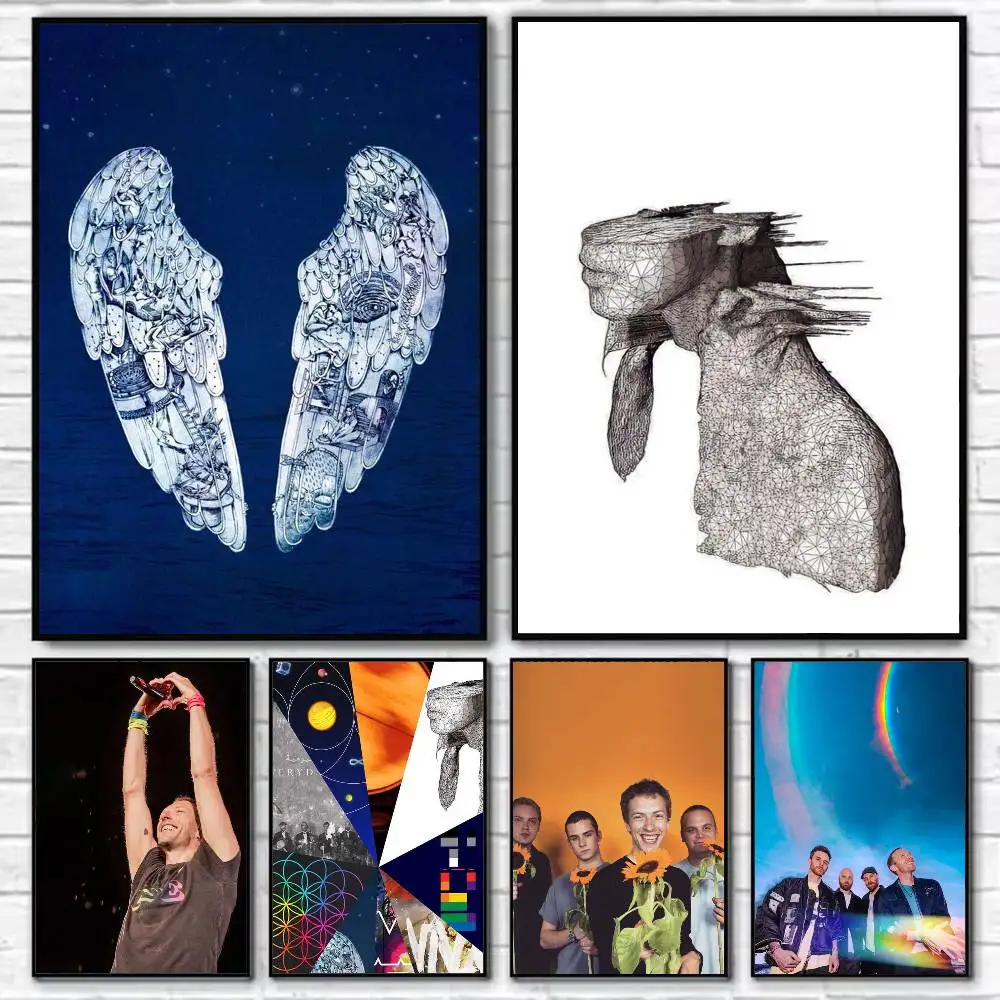 

C-Coldplay Britpop Icon Shell Poster Self-adhesive Art Waterproof Paper Sticker Coffee House Bar Room Wall Decor