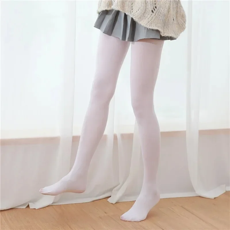 Thin Adult Pantyhose, Milk White Stockings, Velvet Slightly Compressive Slimming One-piece Tights for Women Dance tights