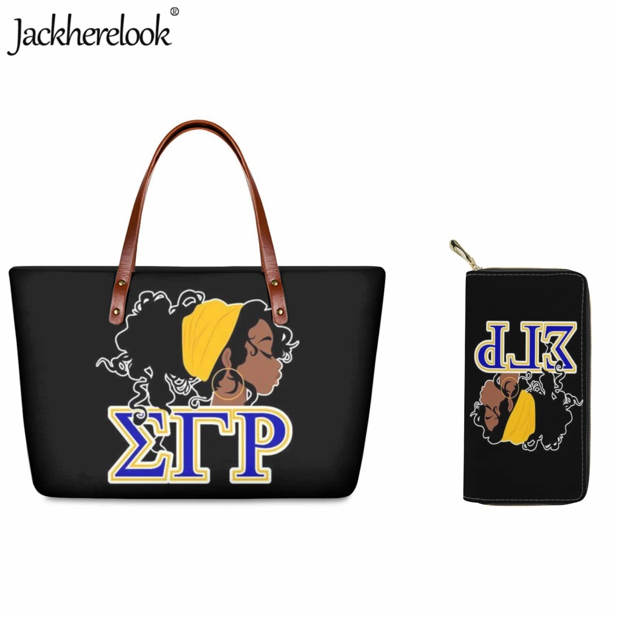 

Jackherelook Sigma Gamma Rho Sorority 1922 Women's Handbag Large Capacity Shopping Tote Bag Casual Shoulder Bag Wallet 2pcs/set