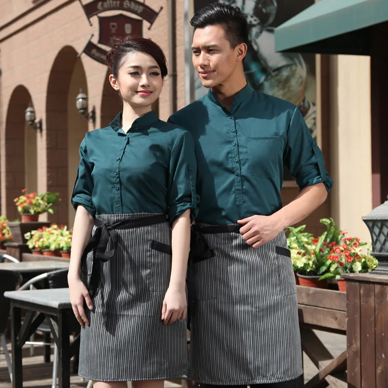 Wholesale Supply Hotel Waiter Long Sleeve Pullover Coffee Catering Fast Food Restaurant Work Clothes Hot Pot Restaura