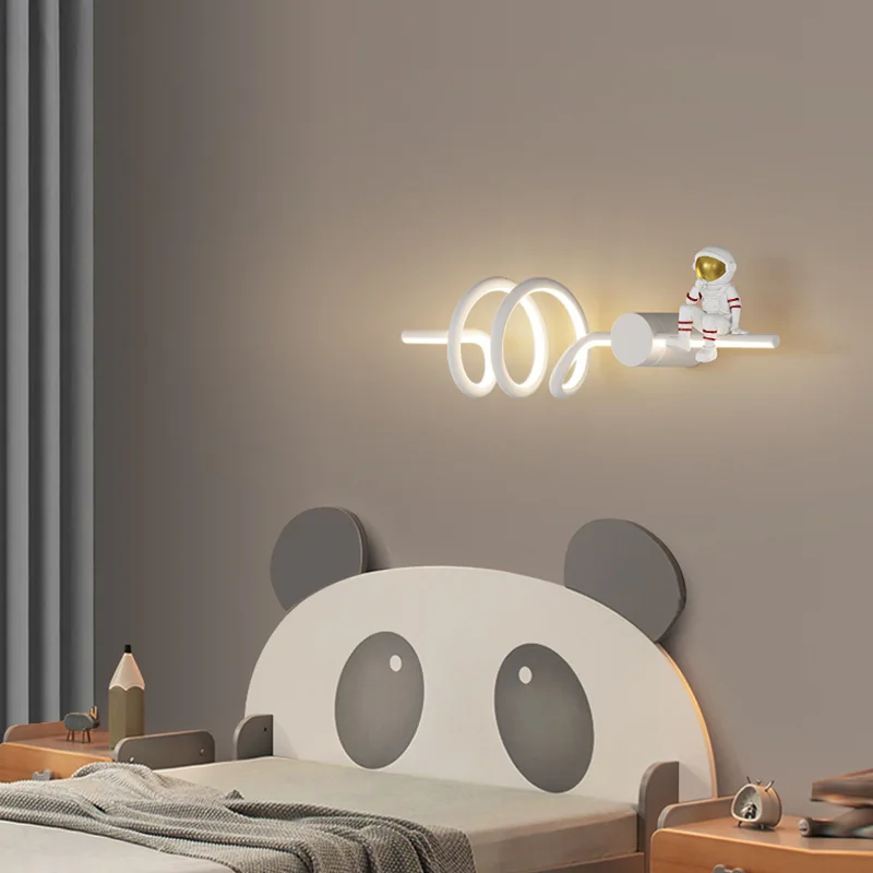 Creative Children Room LED Wall Lamp For Bedroom Bedside Study Aisle Living Modern Astronaut Wall Sconce Luster Lighting Fixture