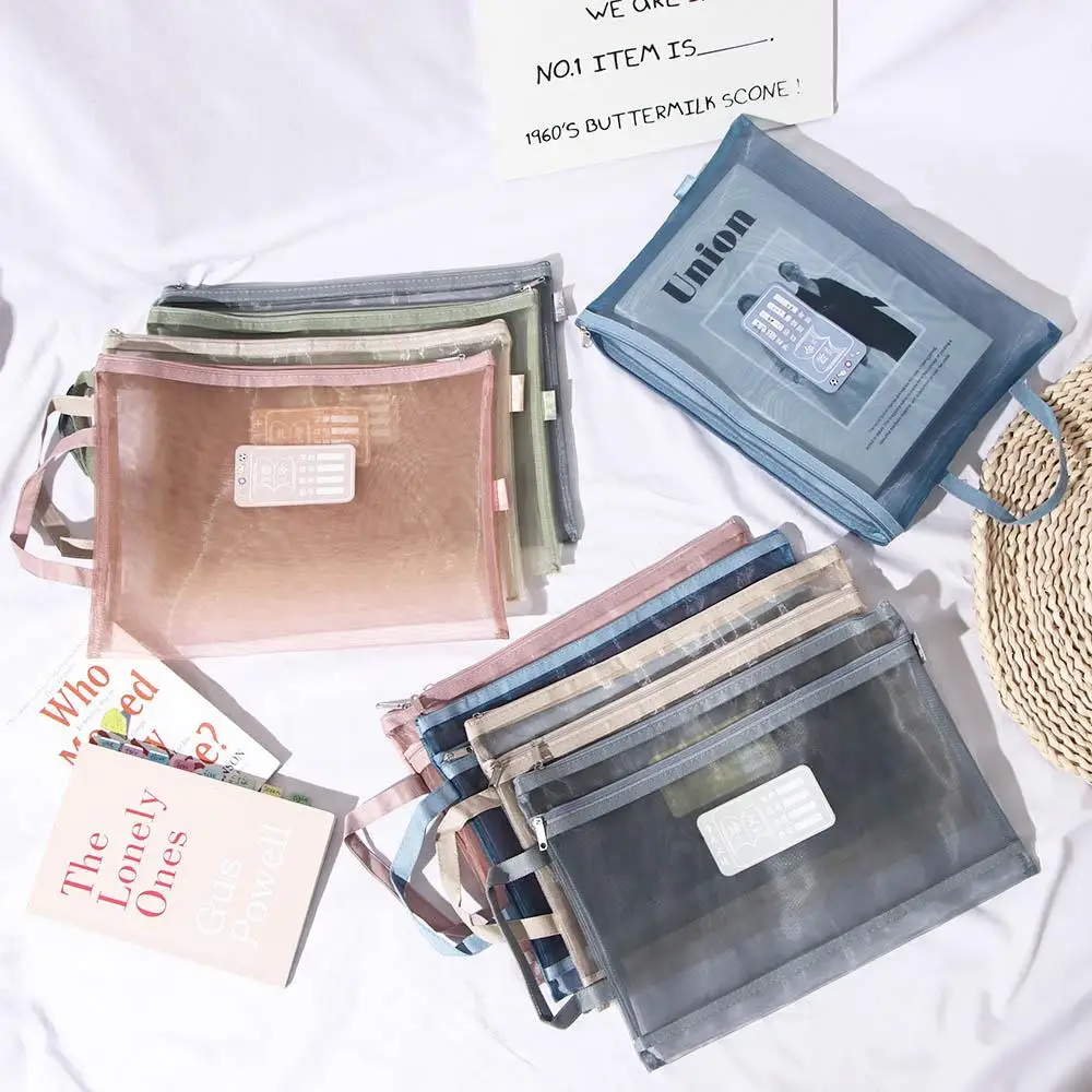 Supplies Stationery Organizer Pouch Student Gift Paper Storage Handbag Document Bag A4 File Folder Bag Zipper File Pocket