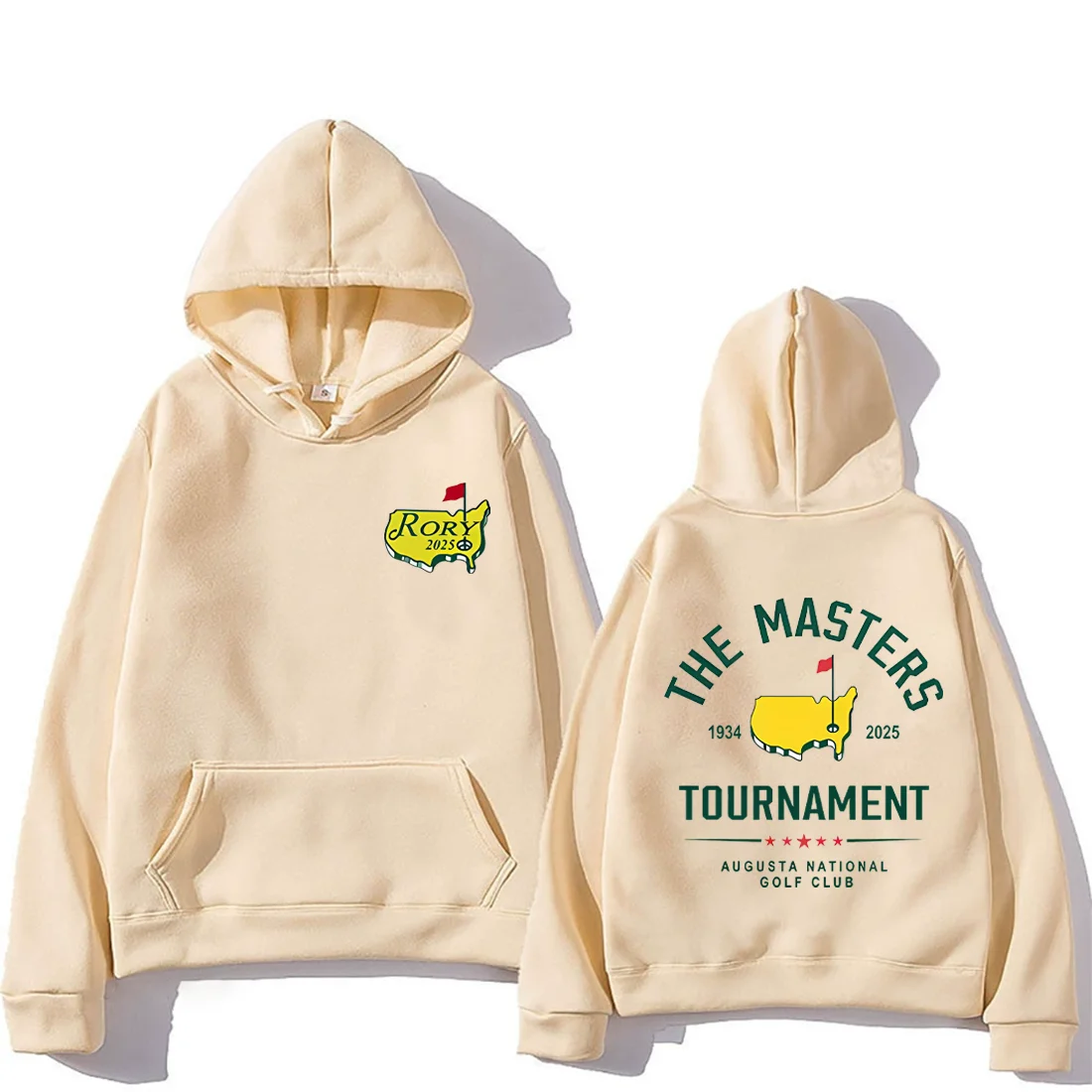 Rory Mcllroy Masters Style Printed Hoodie Men Womens 2025 White Fleece vintage clothing Fashion Long sleeve hip hop Sweatshirts