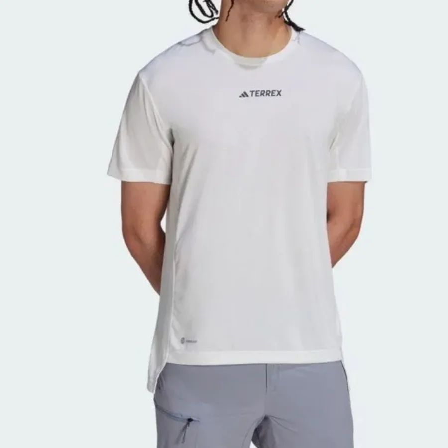 adidas Loose Round Neck Logo Print Short Sleeve T-Shirt Sports Breathable Casual Versatile White