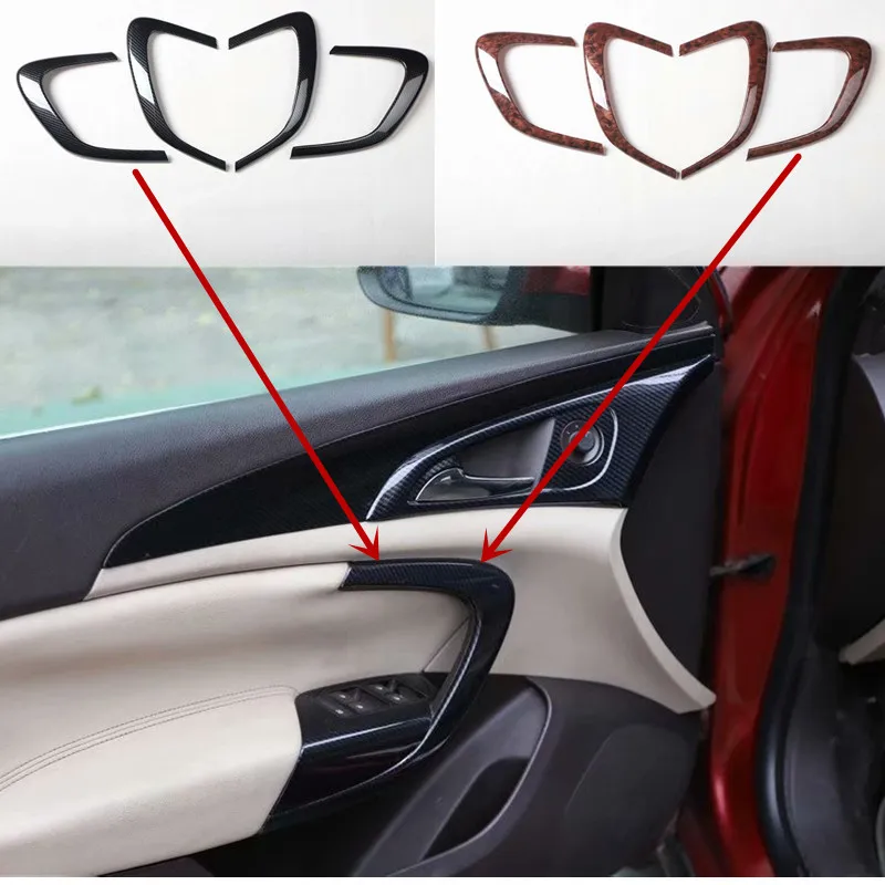 Car sticker ABS carbon fiber grain or wooden Interior door shake handshandle armrest cover for 2009-2013 OPEL INSIGNIA G09