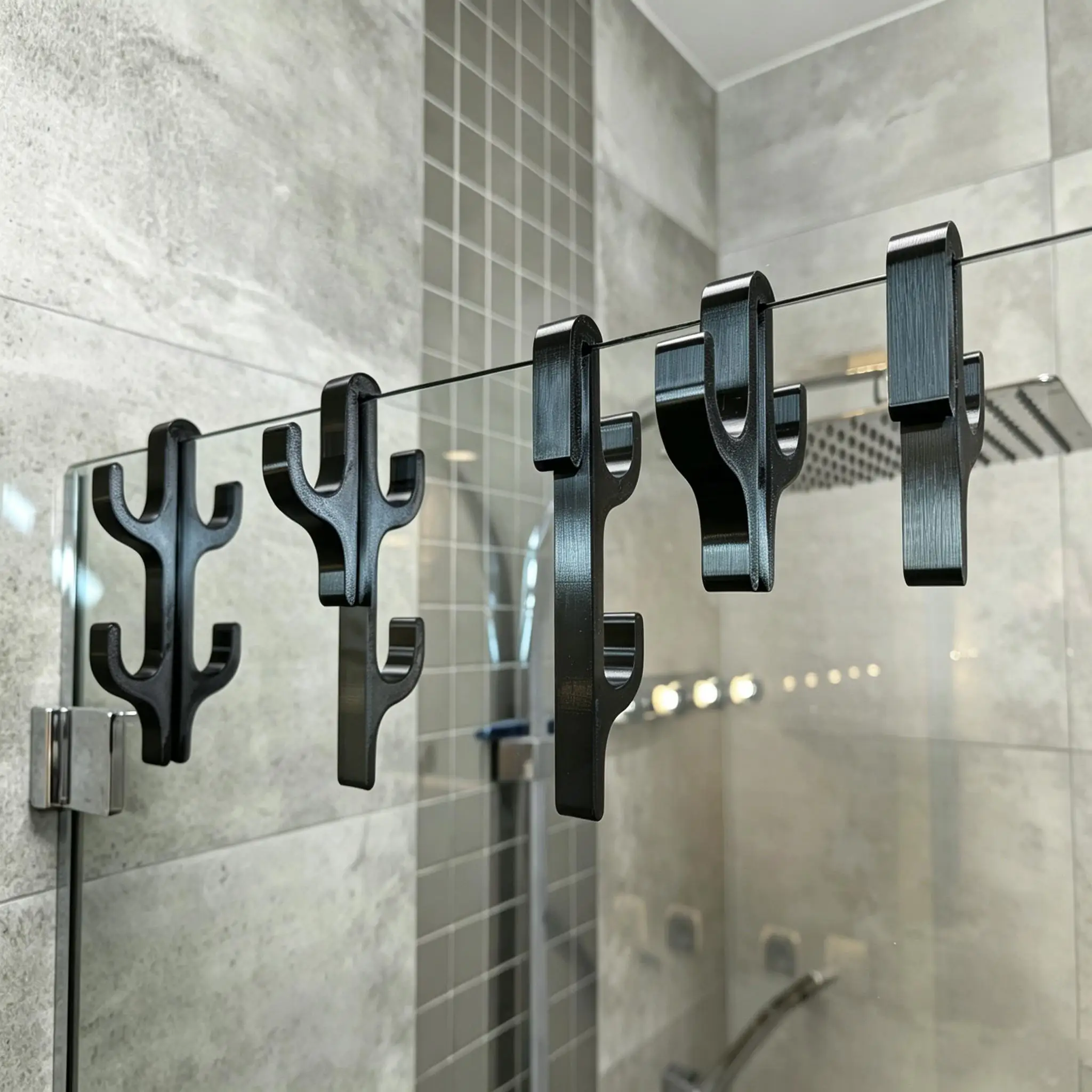 Frameless Shower Door Hook, No‑Drill Glass Towel Hanger for Glass Under 8mm, Hanging Robe Bath Towel Clothes, Bathroom Accessory