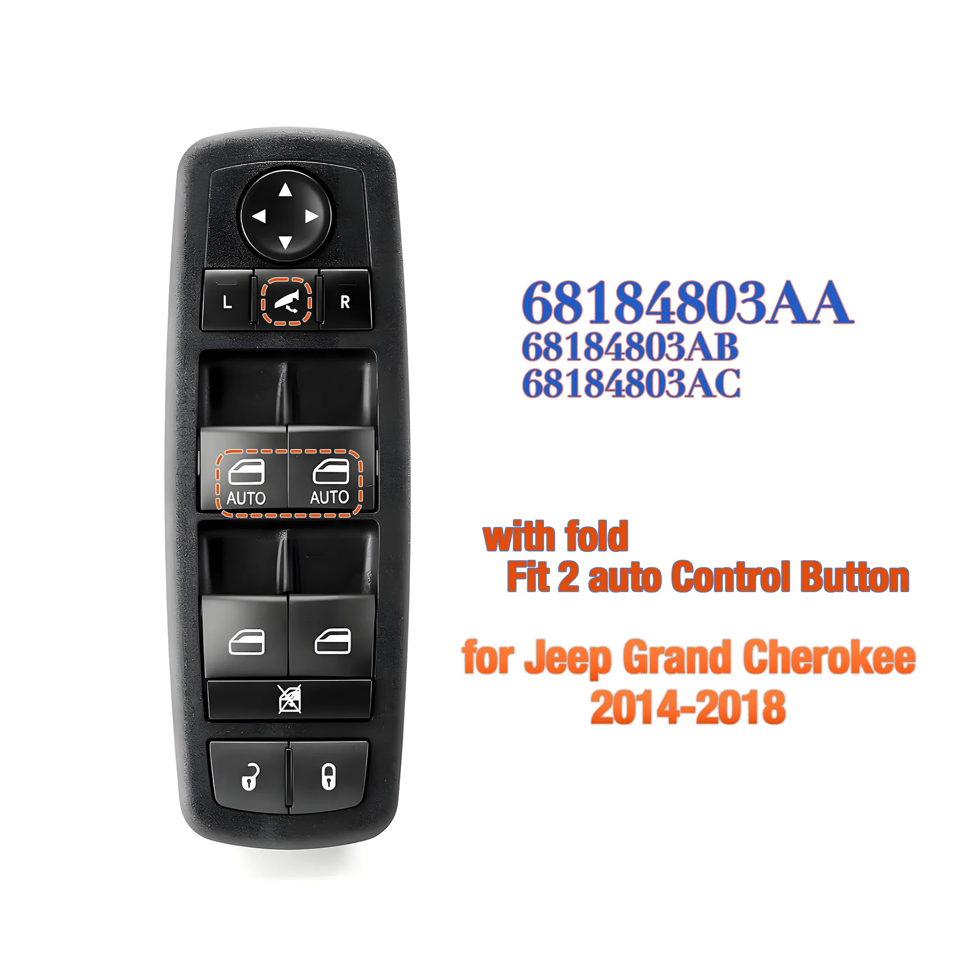 68184803AA 68184803AB 68184803AC Botão de Controle do Interruptor Elétrico do Vidro da Janela, Para Jeep Grand Cherokee 2014-2018
