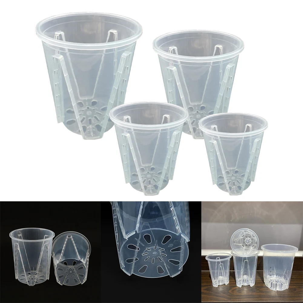 1Pc Clear Plastic Orchid Pots Breathable Orchid Planters Plant Nursery Pots For Indoor Outdoor Plants Garden Balcony Desktop Dec