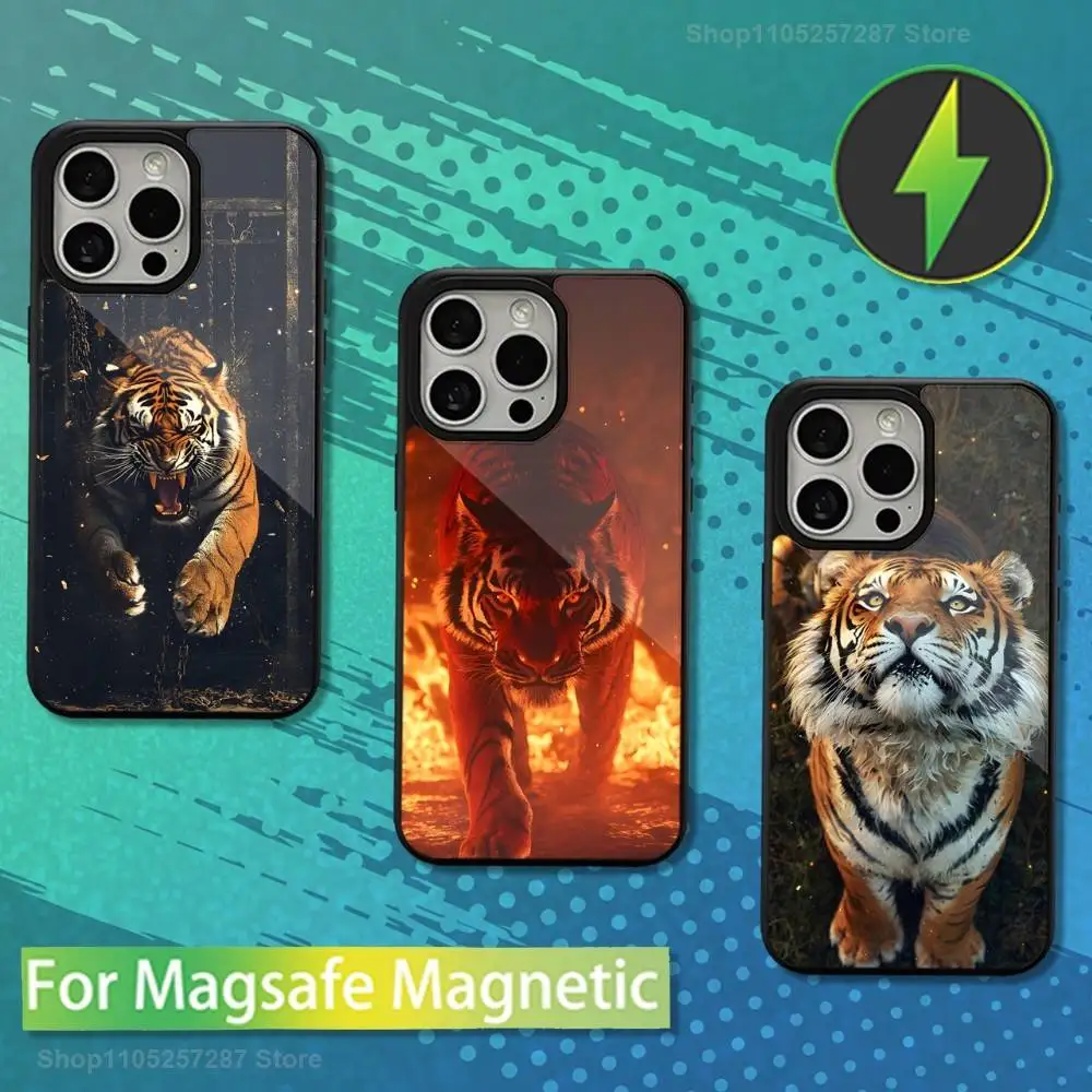 

Animal Tiger Cool Phone Case For iPhone 13,15,17,14,Pro,Max,Plus,12,11,16,Mini, For Magsafe,Magnetic Wireless Charging