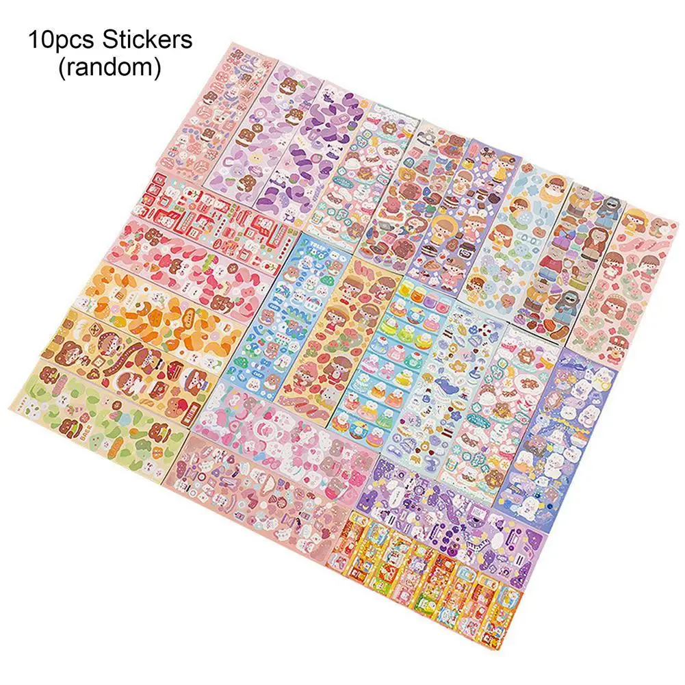 10pcs Random Sticker Pack Ins Style Decorative Stationery Korean Kawaii Album Scrapbooking Material Diy Stickers J8l2