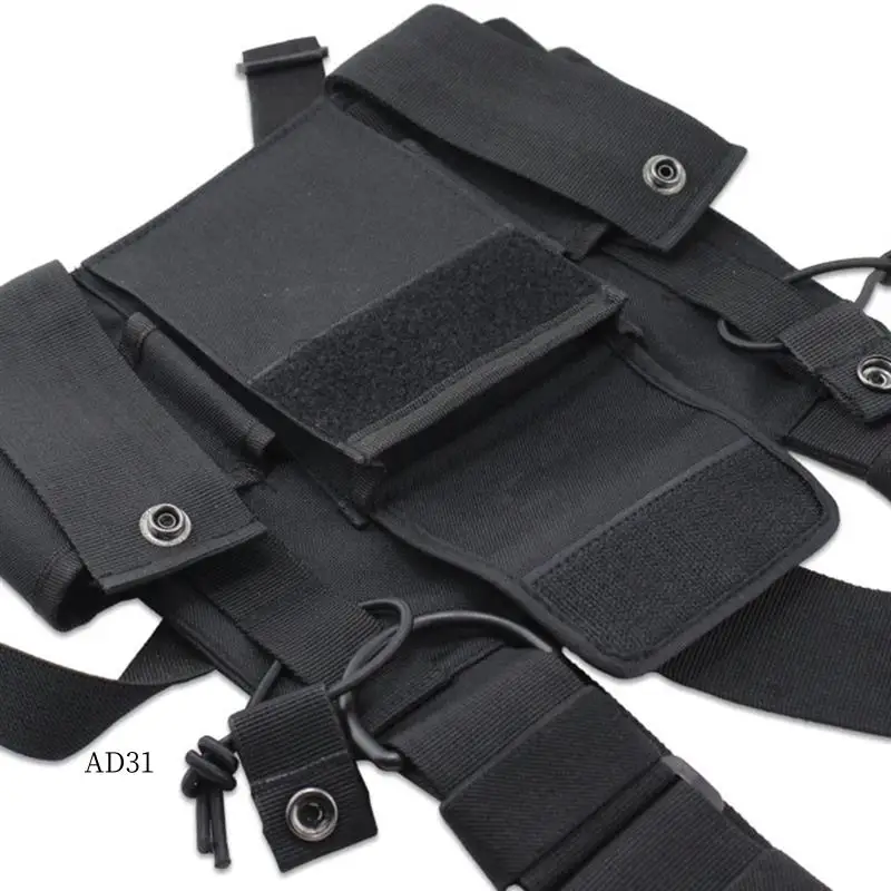 

New-Walkie Talkies Front Pack Pouch Case Radio Shoulder Holster Radio Reflective Chest Harness Bag For UV5R 888S Green