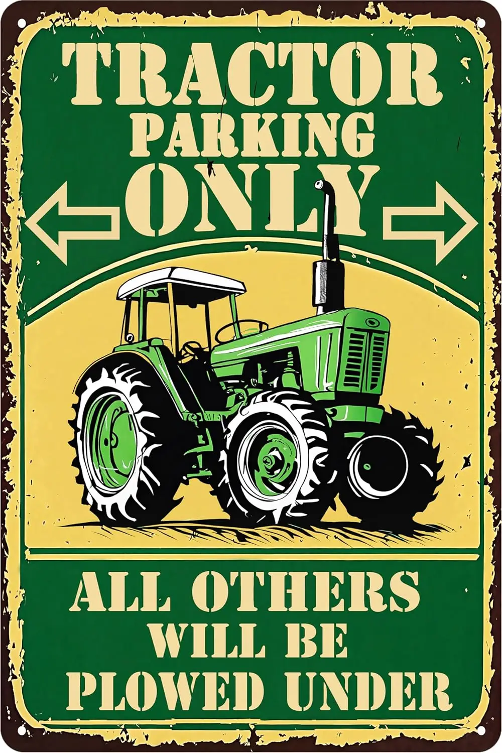 Funny Decor Sign Tin Vintage Metal Signs TRACTOR PARKING ONLY ALL OTHERS WILL BE PLOWED UNDER Metal Sign - Humorous Tin Art with