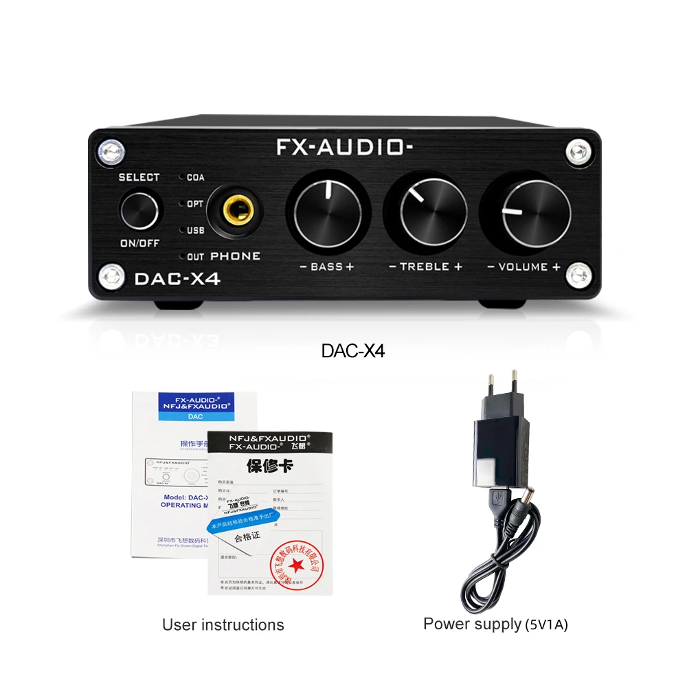 

Цифровой аудиодекодер FX-Audio DAC-X4 2025 года с USB, ASRC01+MAX97220+NE5532, вход USB/коаксиальный/оптический/AUX, 24 бит/96 кГц, DC12V/1A