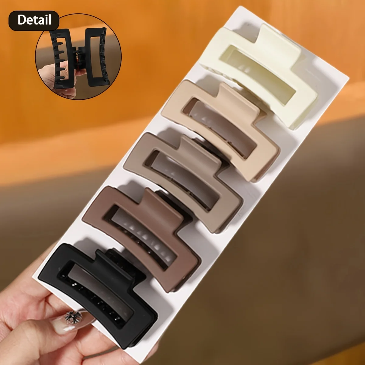 5-Piece Matte Neutral Hair Clip Set, Rectangular Non-Slip Hair Clips, Strong Grip Clips Suitable for Thick Hair, Shark Clips, Basic Barrettes, Everyday Casual Versatile Women's Hair Fixing Clips, Simple and Durable Hair Accessories