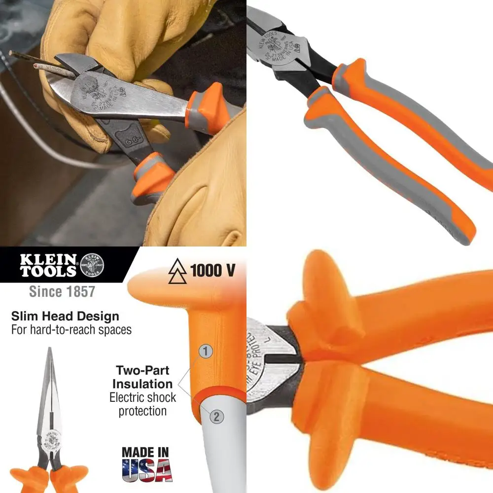

9420R 1000V Insulated Plier Tool Set with Long-Nose, Side-Cutting, and Diagonal Cutting Pliers, 3-Piece