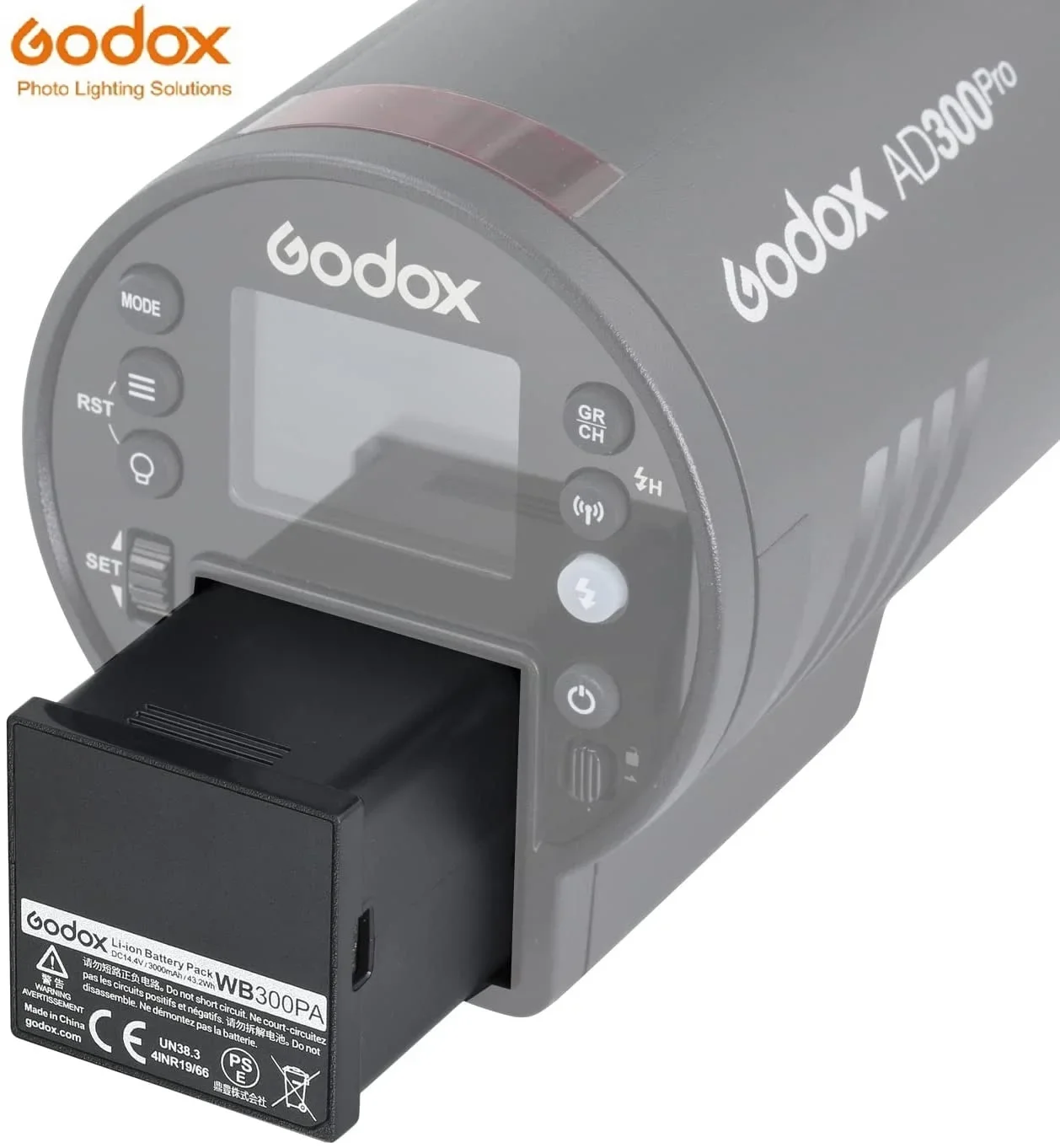 Godox Original WB300PA Lithium Battery Pack 14.4V More Efficient WB300P 2600mAh for Xplor Godox AD300Pro Outdoor Flash