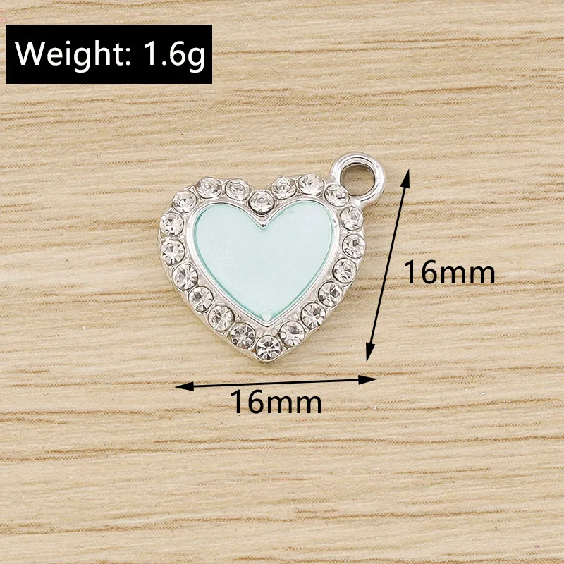 Tusember 10 Stück Exquisite Silberfarbene CZ-Kristall-Herzanhänger für Ohrhänger, Halsketten und Schmuckherstellungszubehör – Detail 11