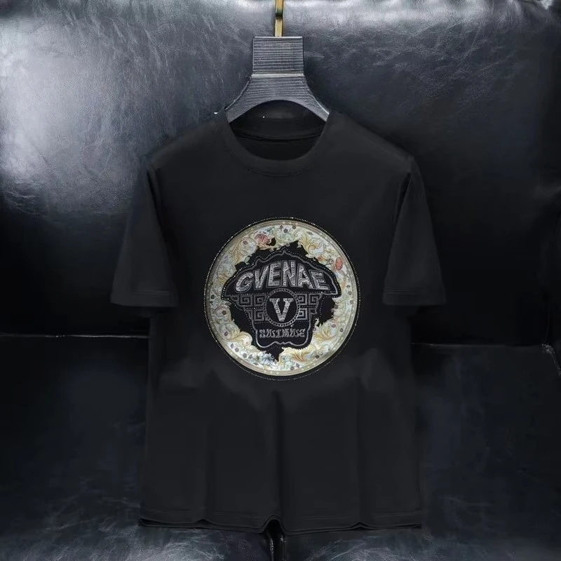 

Summer 2026 Men and women Casual Silk pure Cotton ort Sve T-irt Faionable Stand Fit round Ne Letter Pattern Top