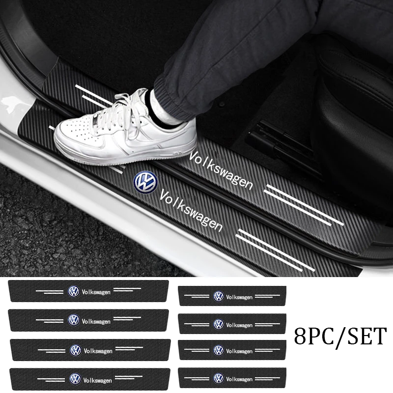 New Car Door Sill Plate Sticker Antiscratch Strip Trunk Protection Decals For VW Beetle Bora Golf Jetta Passat Polo Touran - view 6