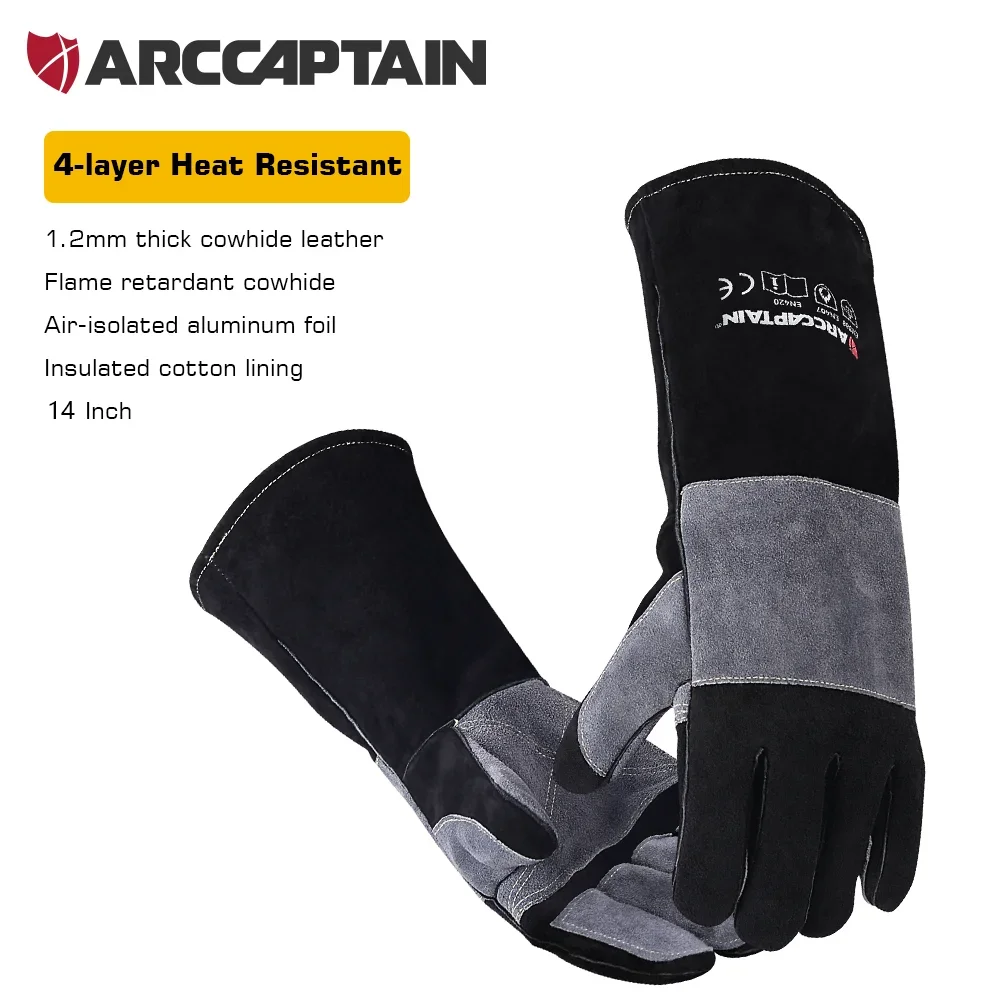 ARCCAPTAIN 16-Zoll-Schweißhandschuhe, multifunktionale Arbeitshandschuhe, hitzebeständige Handschuhe für Mig-/Stick-/Tig-Schweißer, Schweißzubehör