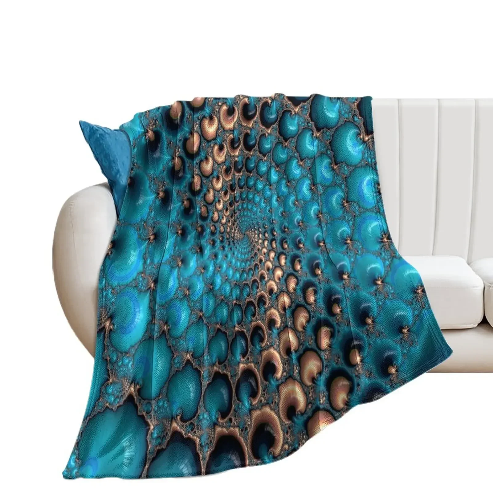 Teal Circles Throw Blanket Designers manga Decoratives Furry Blankets