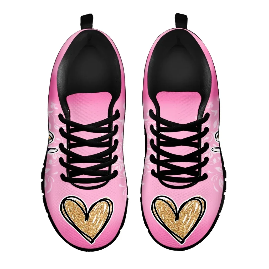 Eenvoudige Roze Love Print Design Mode Casual Schoenen Lichtgewicht Outdoor Sportschoenen Wandelschoenen Zapatos