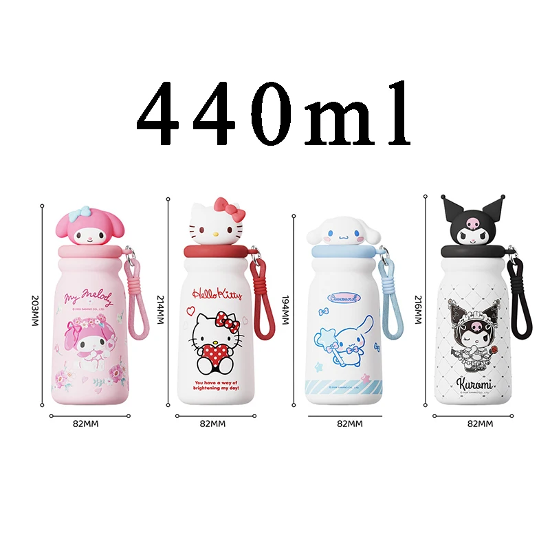 X&W Hello Kitty Thermos Mug Cartoon Water Cup for Kids Leak-proof Beverage Cups Outdoor Travel Camping Drinkware for Kids