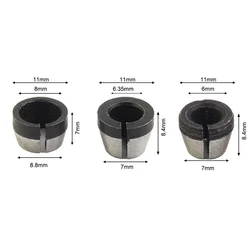 Portabrocas de acero al carbono para máquina cortadora de grabado, accesorios de fresado eléctrico para carpintería, 6mm, 6,35mm y 8mm, 3 uds.